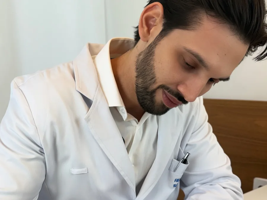 Dr. Lucas Miranda, otorrinolaringologista, em atendimento